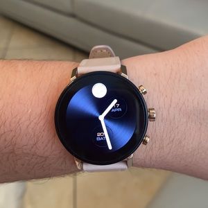 Movado Connect 2.0 Pink Leather Strap Touch Screen Smart Watch